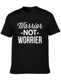 Warrior Not Worrier Graphic T-Shirt - Black