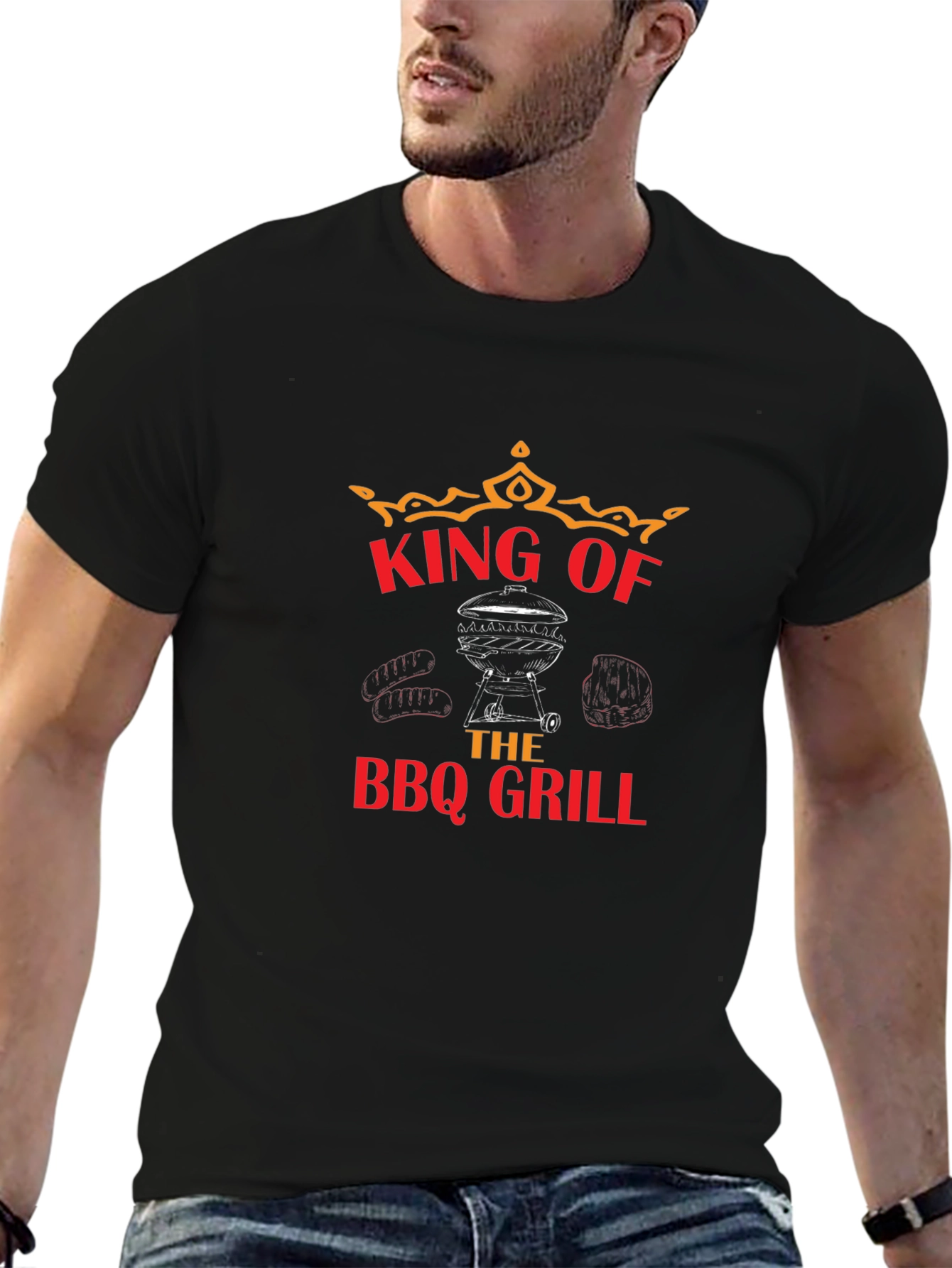 King of the BBQ Grill Black T-Shirt