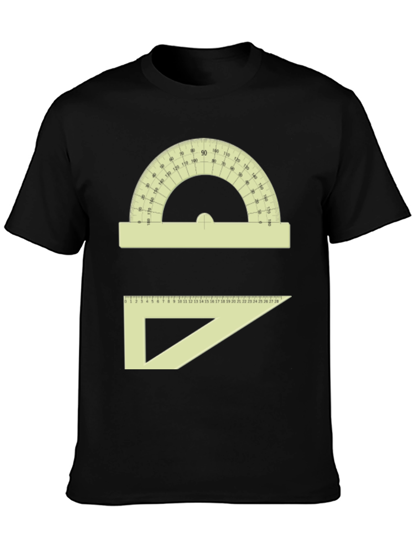 Math Teacher T-Shirt - Protractor & Triangle Ruler Graphic Tee