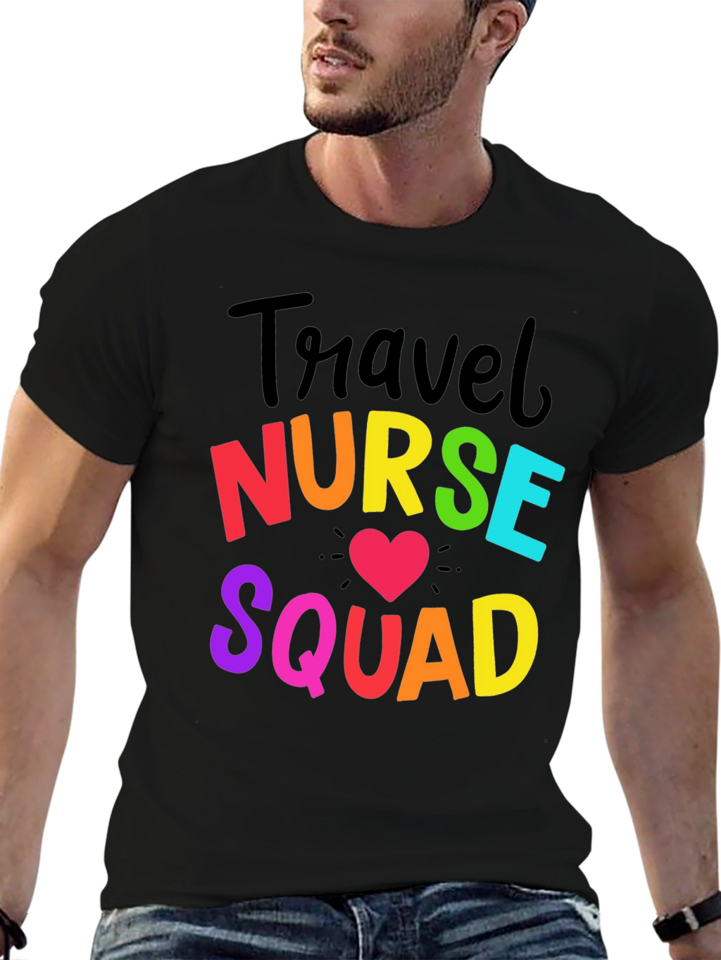 Travel Nurse Squad Rainbow Graphic T-Shirt