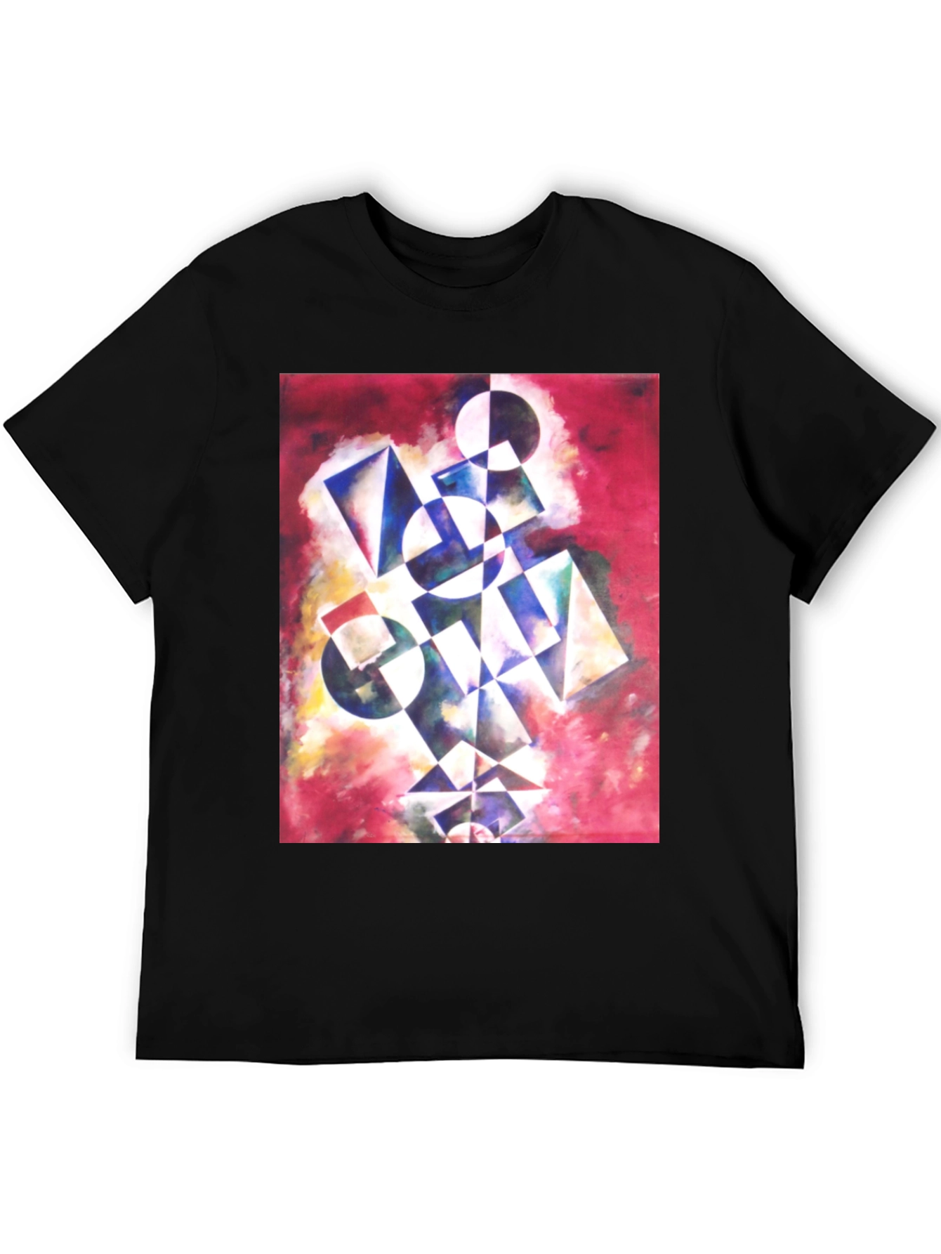Abstract Geometric Print Black T-Shirt