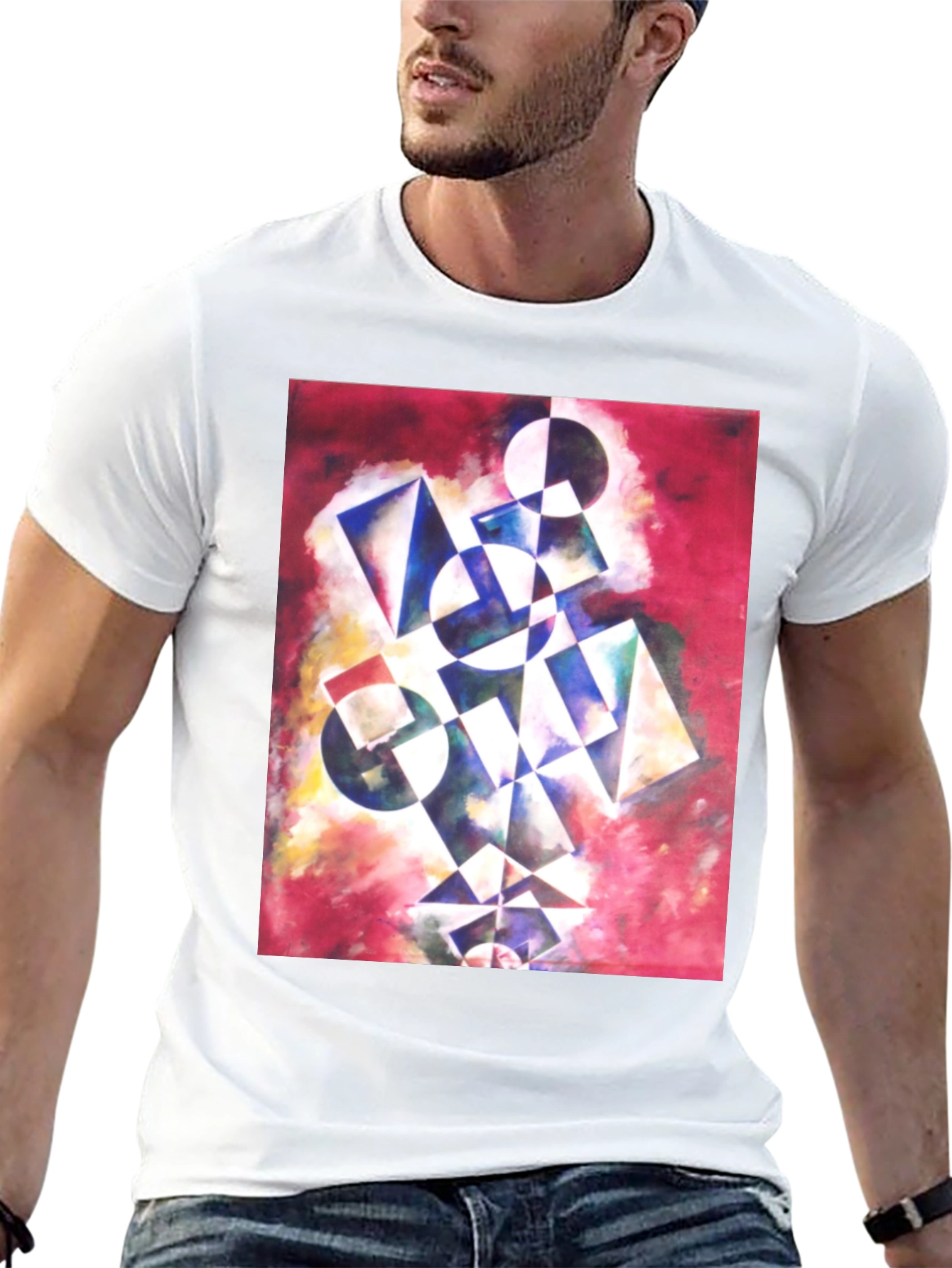 Abstract Geometric Print Black T-Shirt