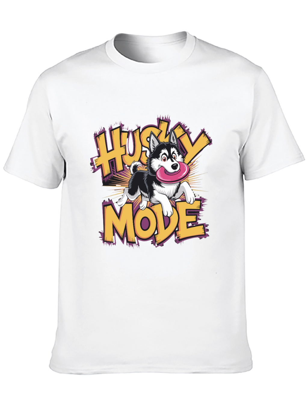 Husky Mode Cartoon Graphic Black T-Shirt