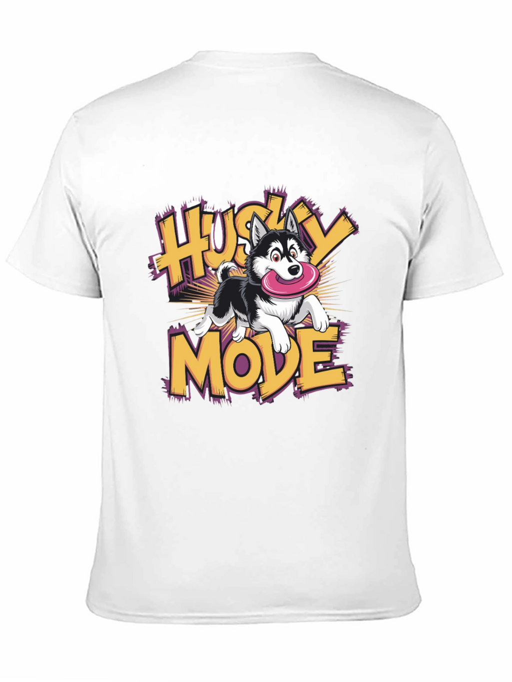 Husky Mode Cartoon Graphic Black T-Shirt
