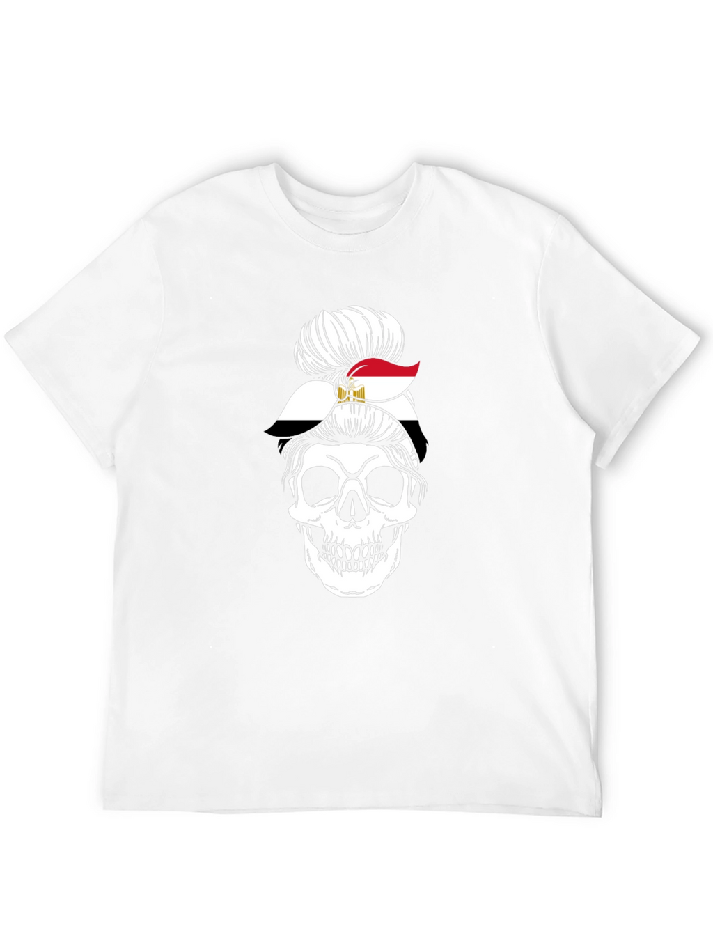 Egypt Flag Skull Messy Bun T-Shirt