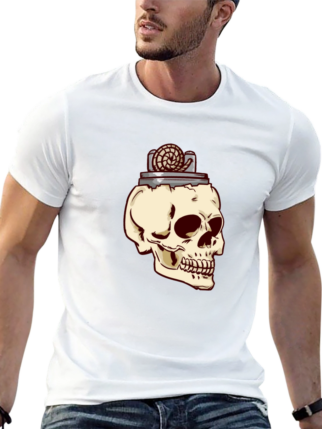Skull & Lighter Graphic T-Shirt - Casual Style