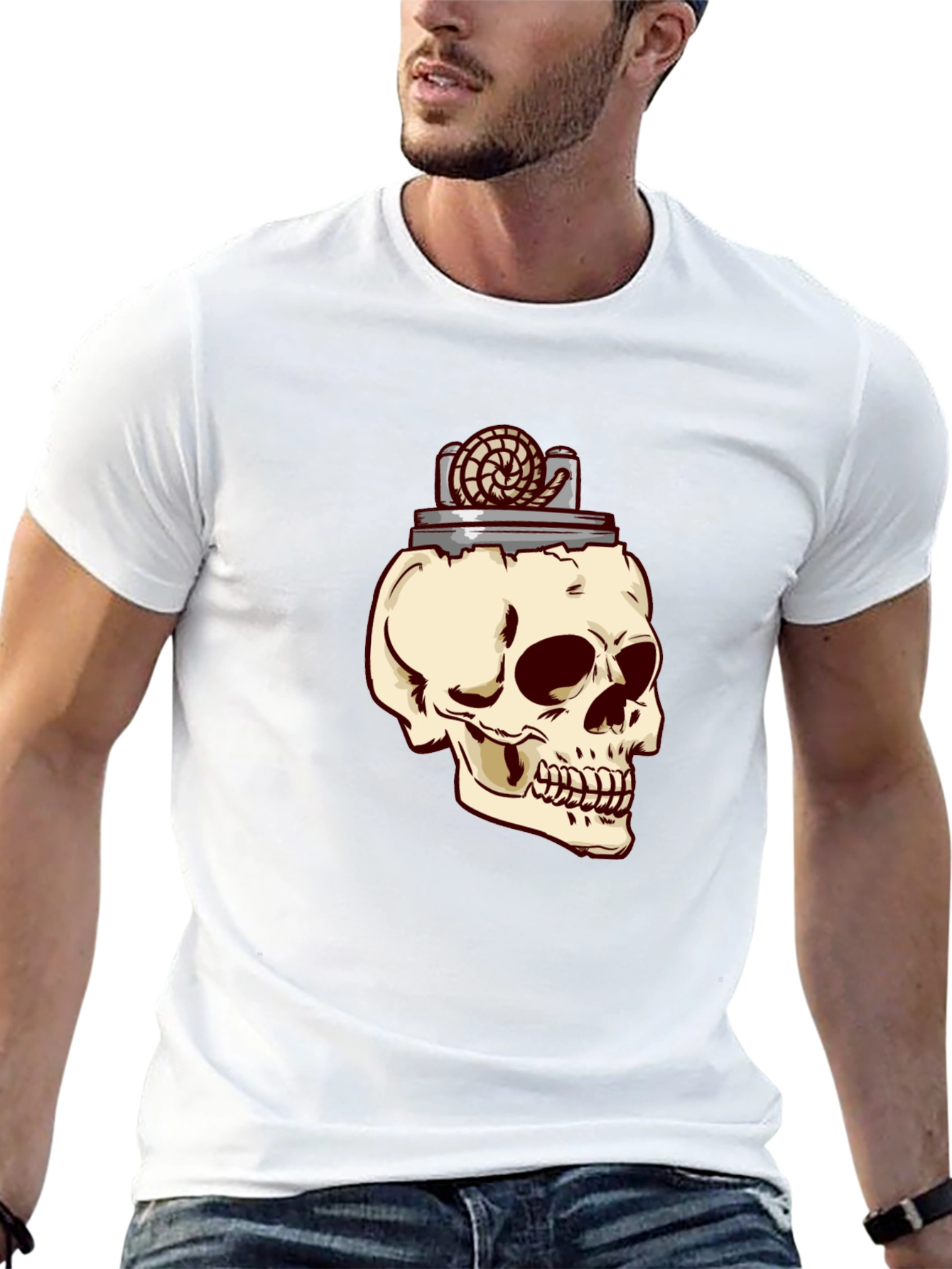 Skull & Lighter Graphic T-Shirt - Casual Style