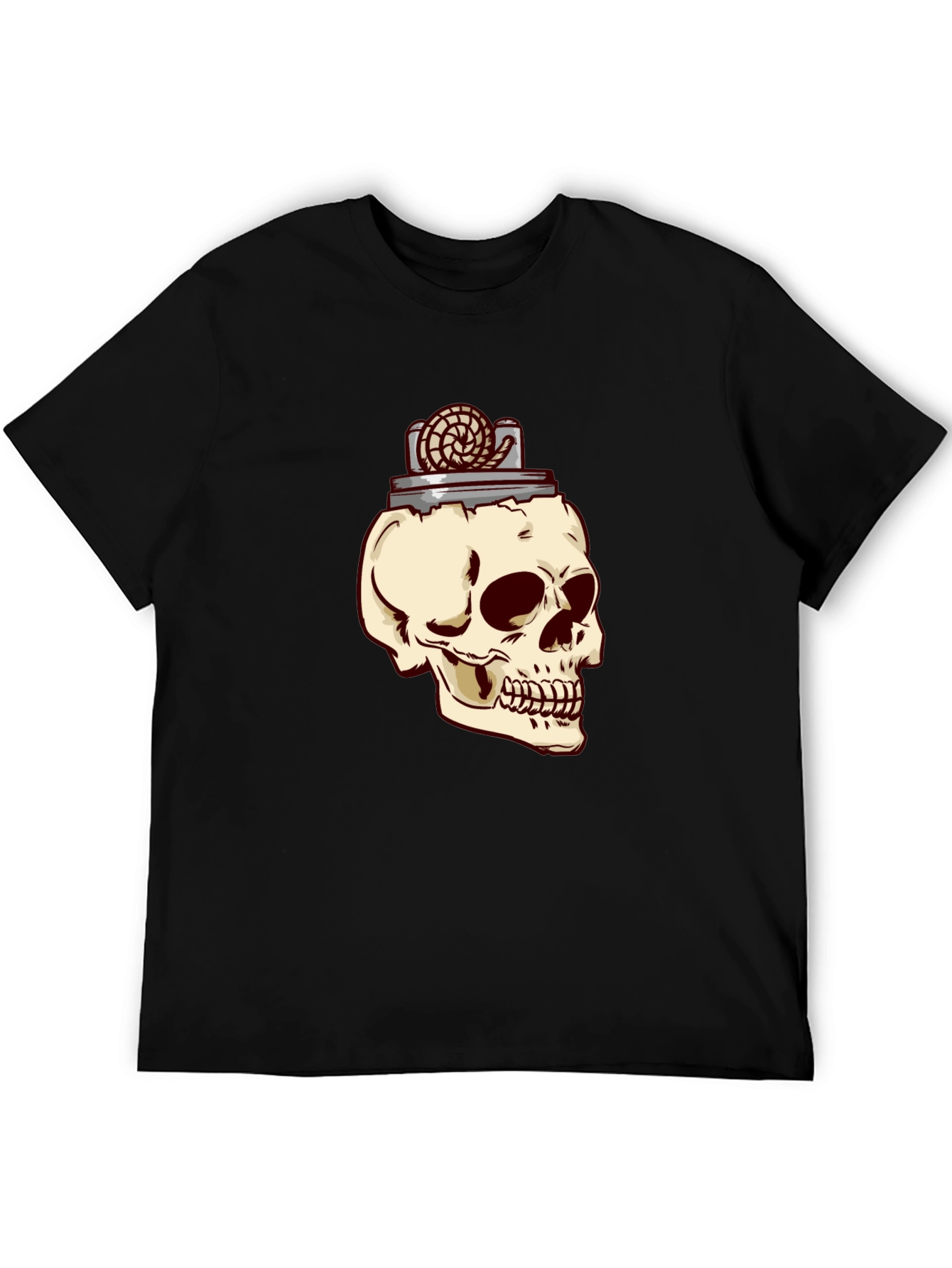 Skull & Lighter Graphic T-Shirt - Casual Style