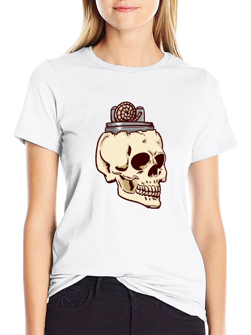 Skull & Lighter Graphic T-Shirt - Casual Style
