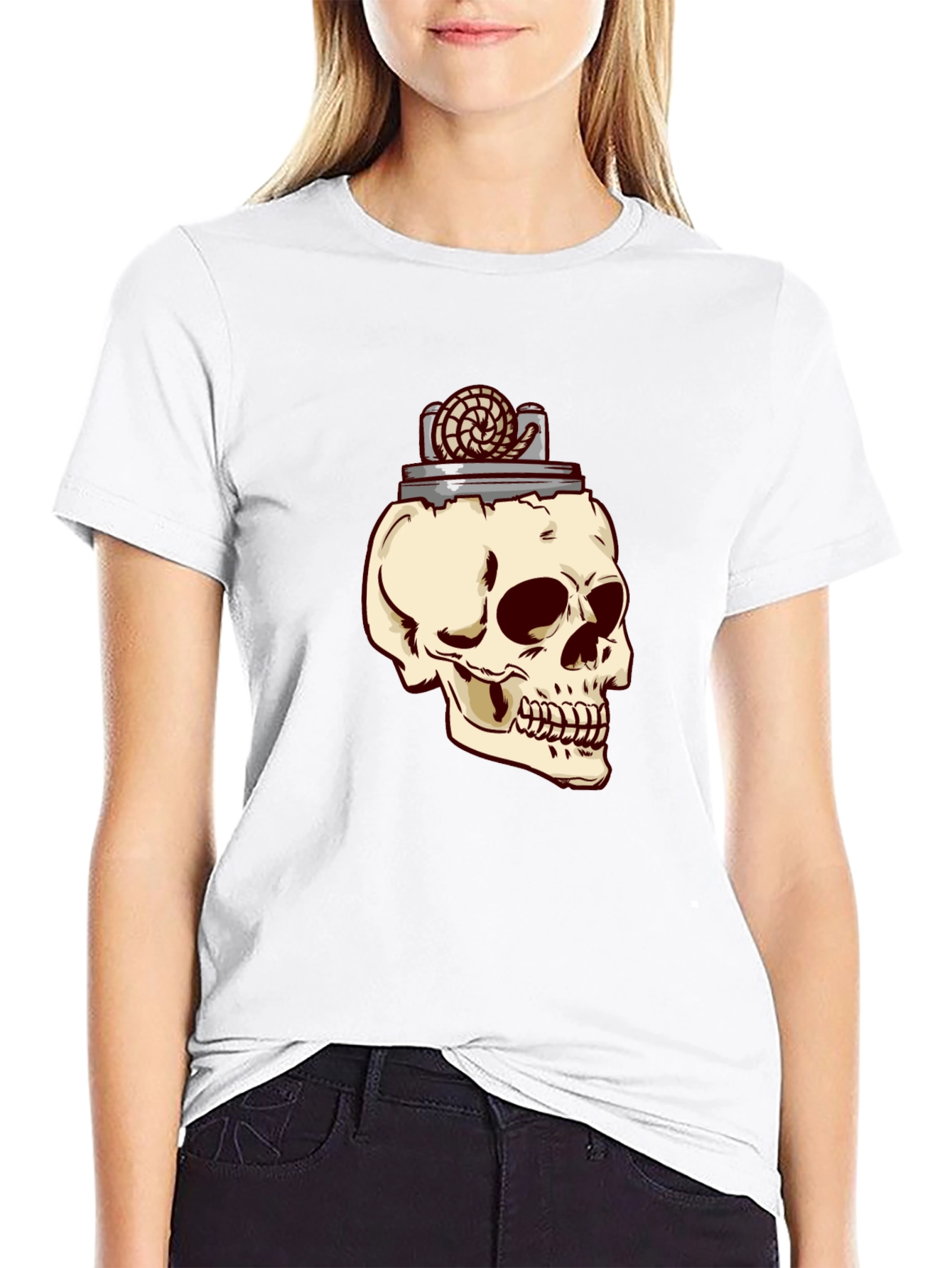 Skull & Lighter Graphic T-Shirt - Casual Style