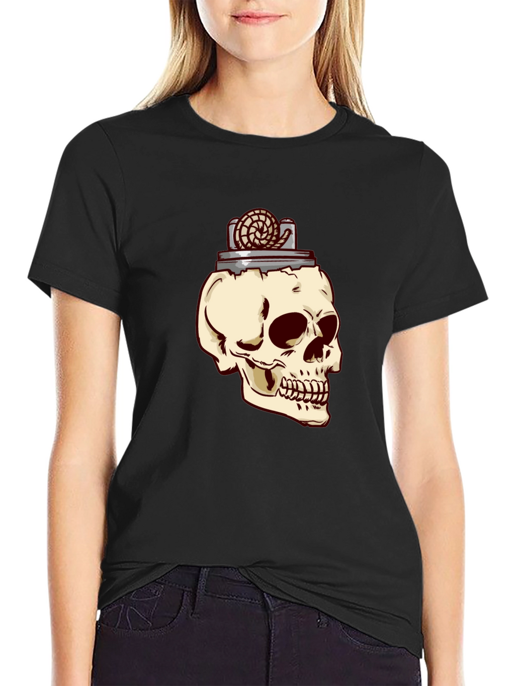 Skull & Lighter Graphic T-Shirt - Casual Style
