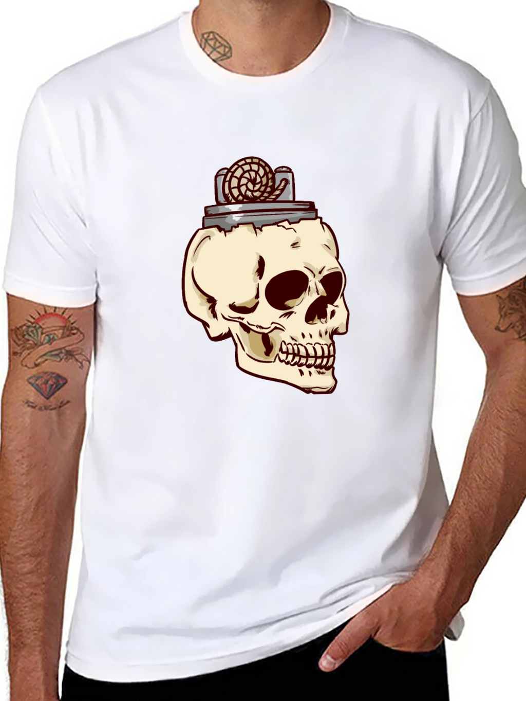 Skull & Lighter Graphic T-Shirt - Casual Style