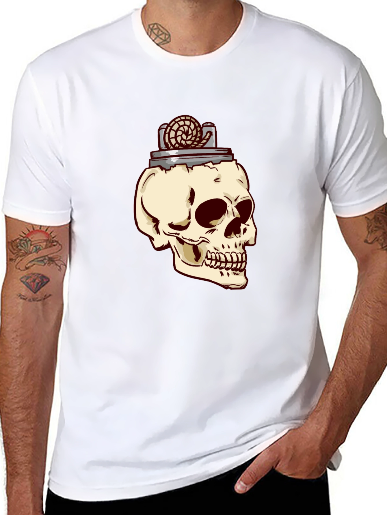 Skull & Lighter Graphic T-Shirt - Casual Style