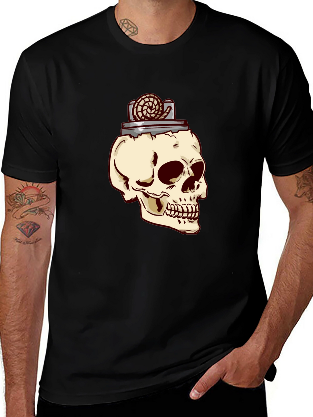Skull & Lighter Graphic T-Shirt - Casual Style