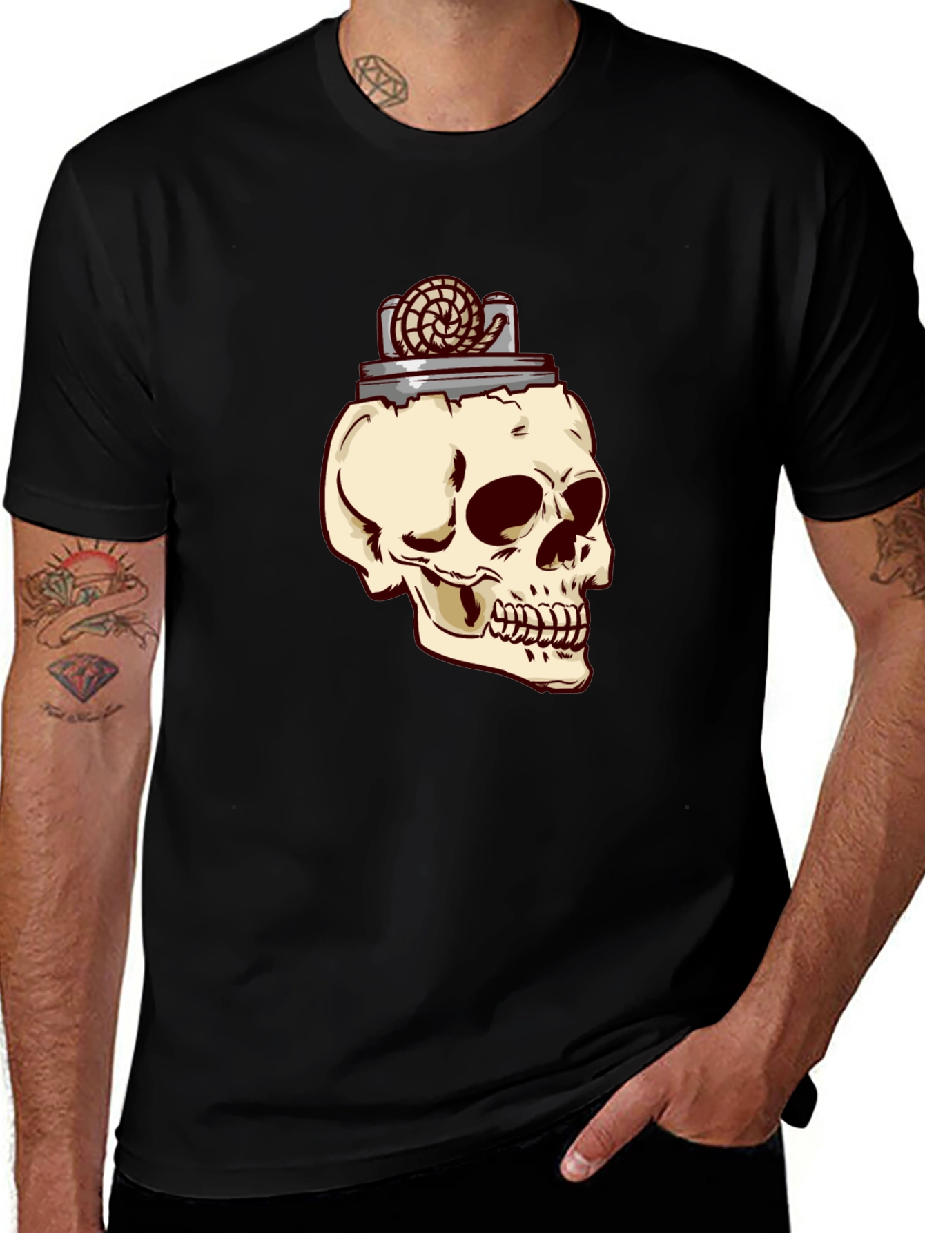 Skull & Lighter Graphic T-Shirt - Casual Style