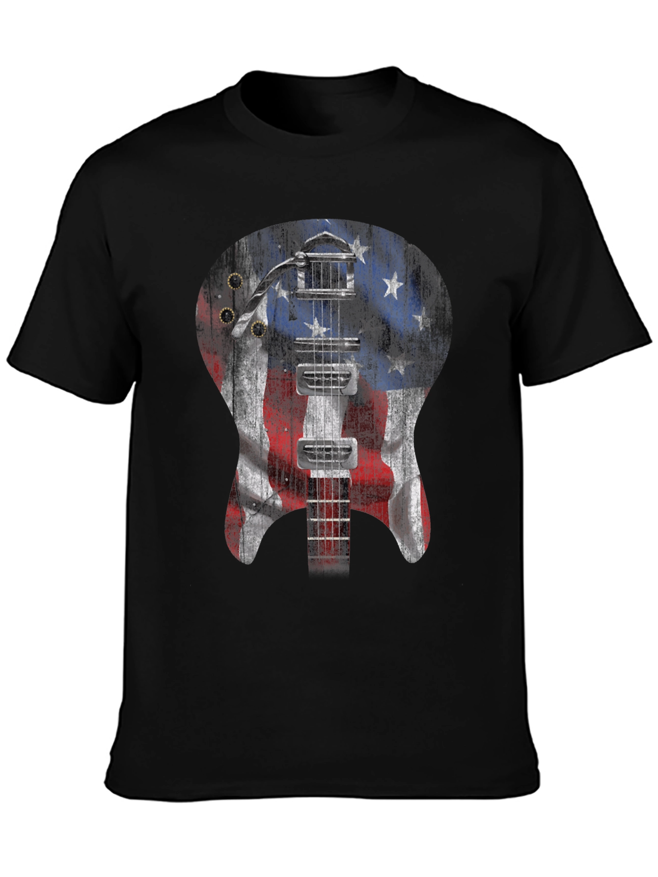 American Flag Guitar Graphic T-Shirt