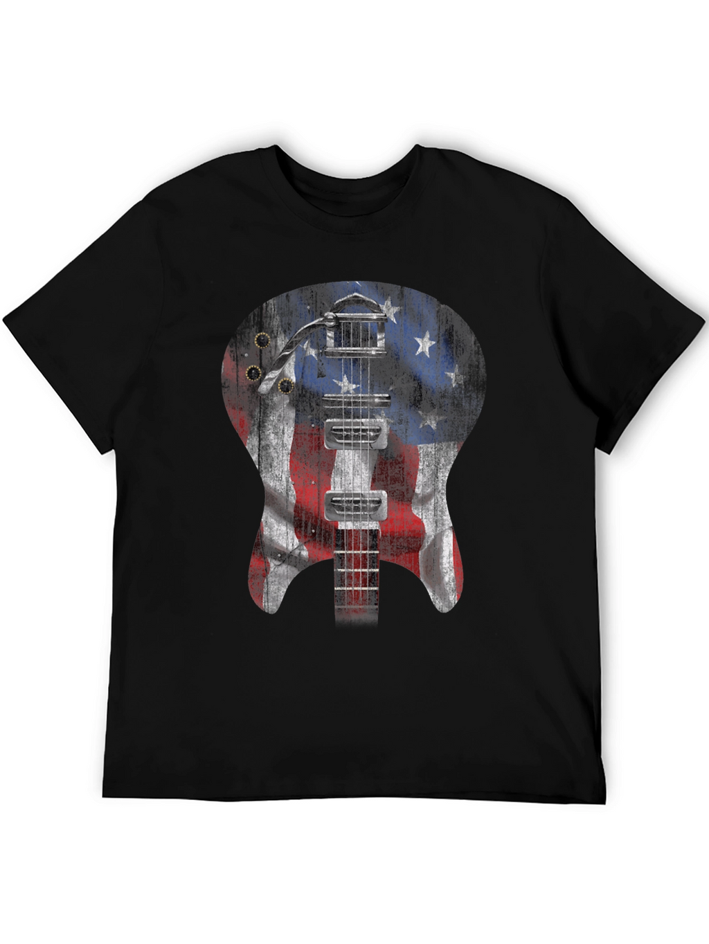 American Flag Guitar Graphic T-Shirt