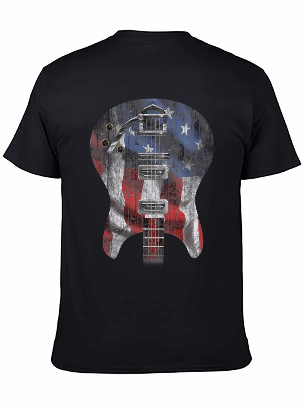 American Flag Guitar Graphic T-Shirt