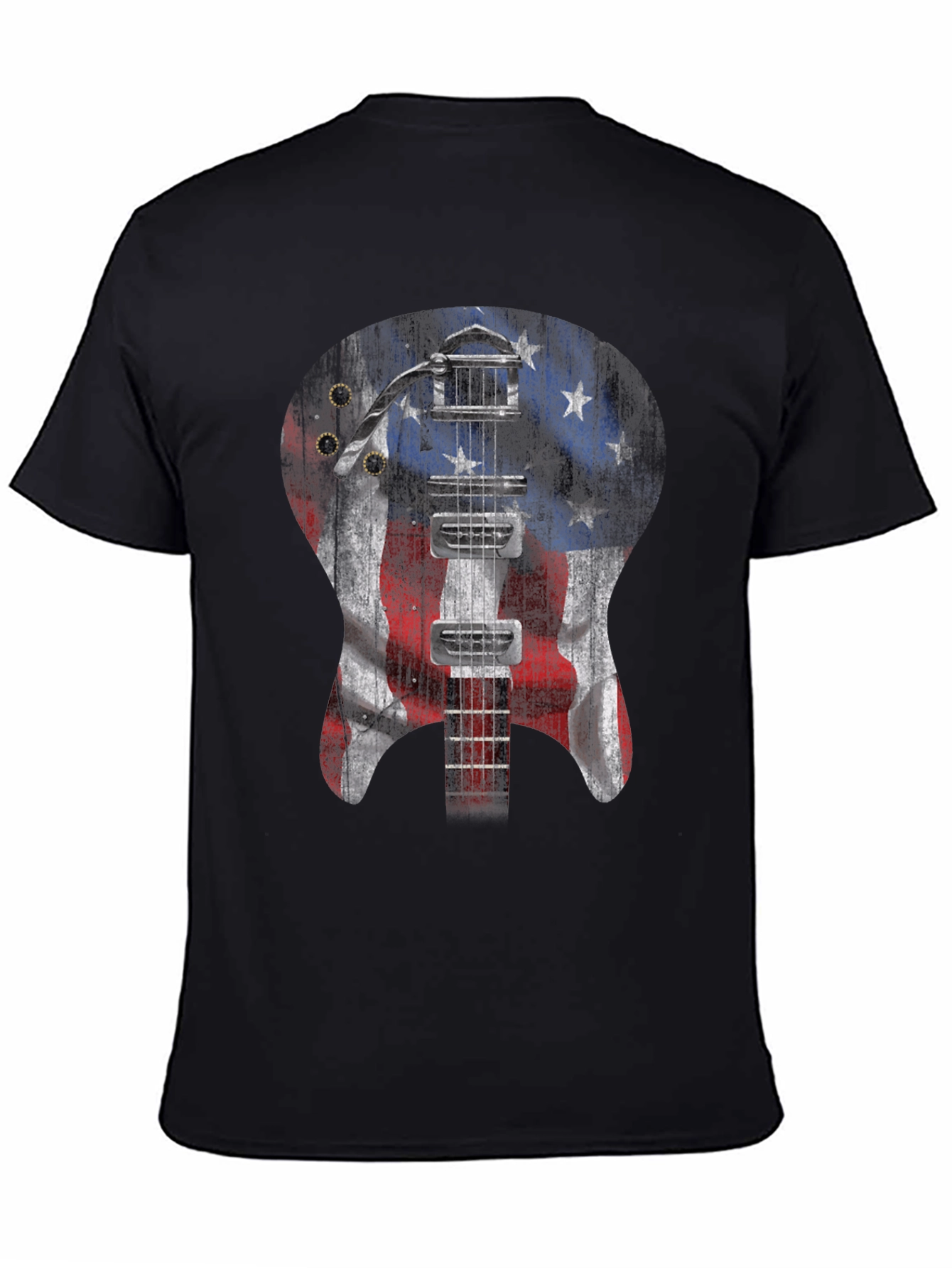 American Flag Guitar Graphic T-Shirt