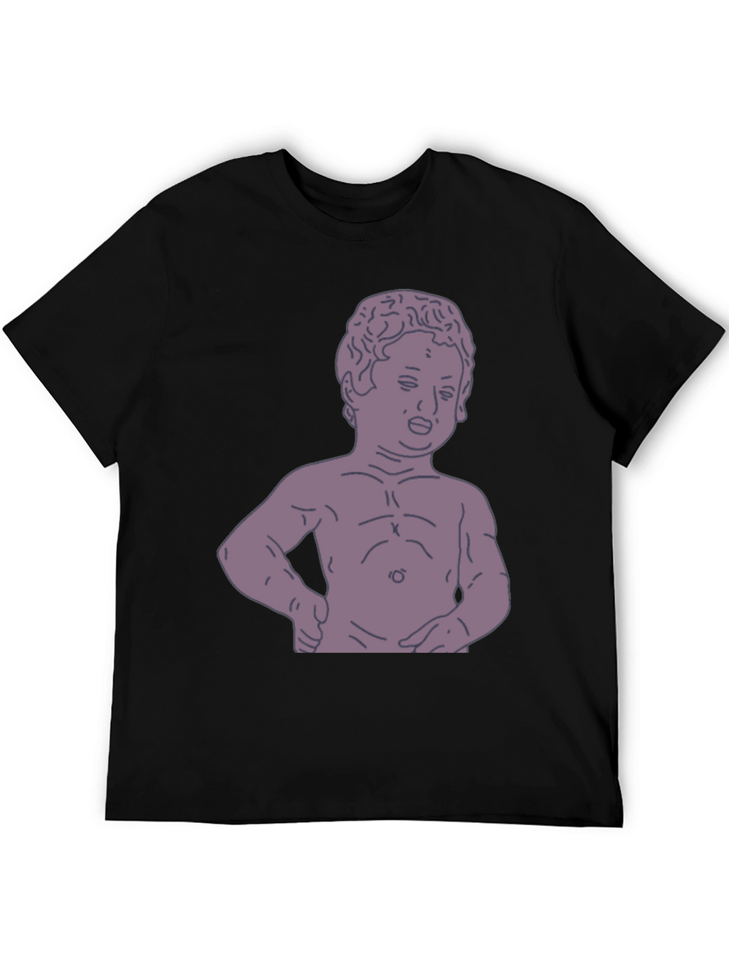 Humorous Baby Statue Graphic Tee - Black