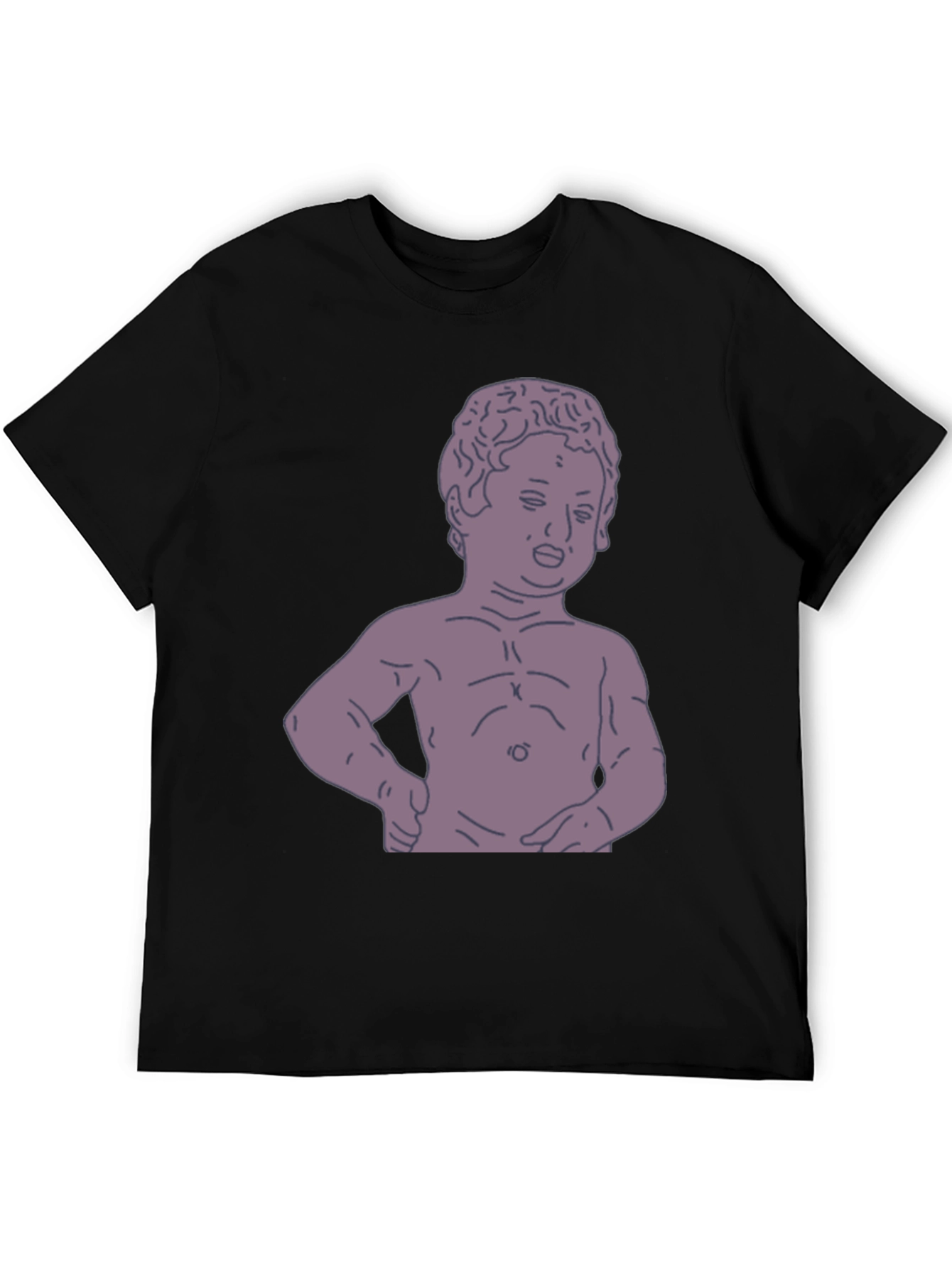 Humorous Baby Statue Graphic Tee - Black