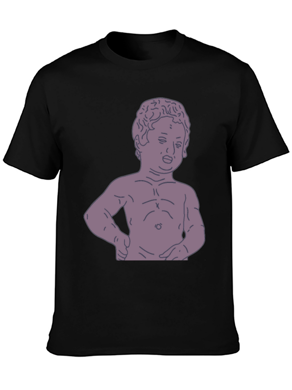Humorous Baby Statue Graphic Tee - Black