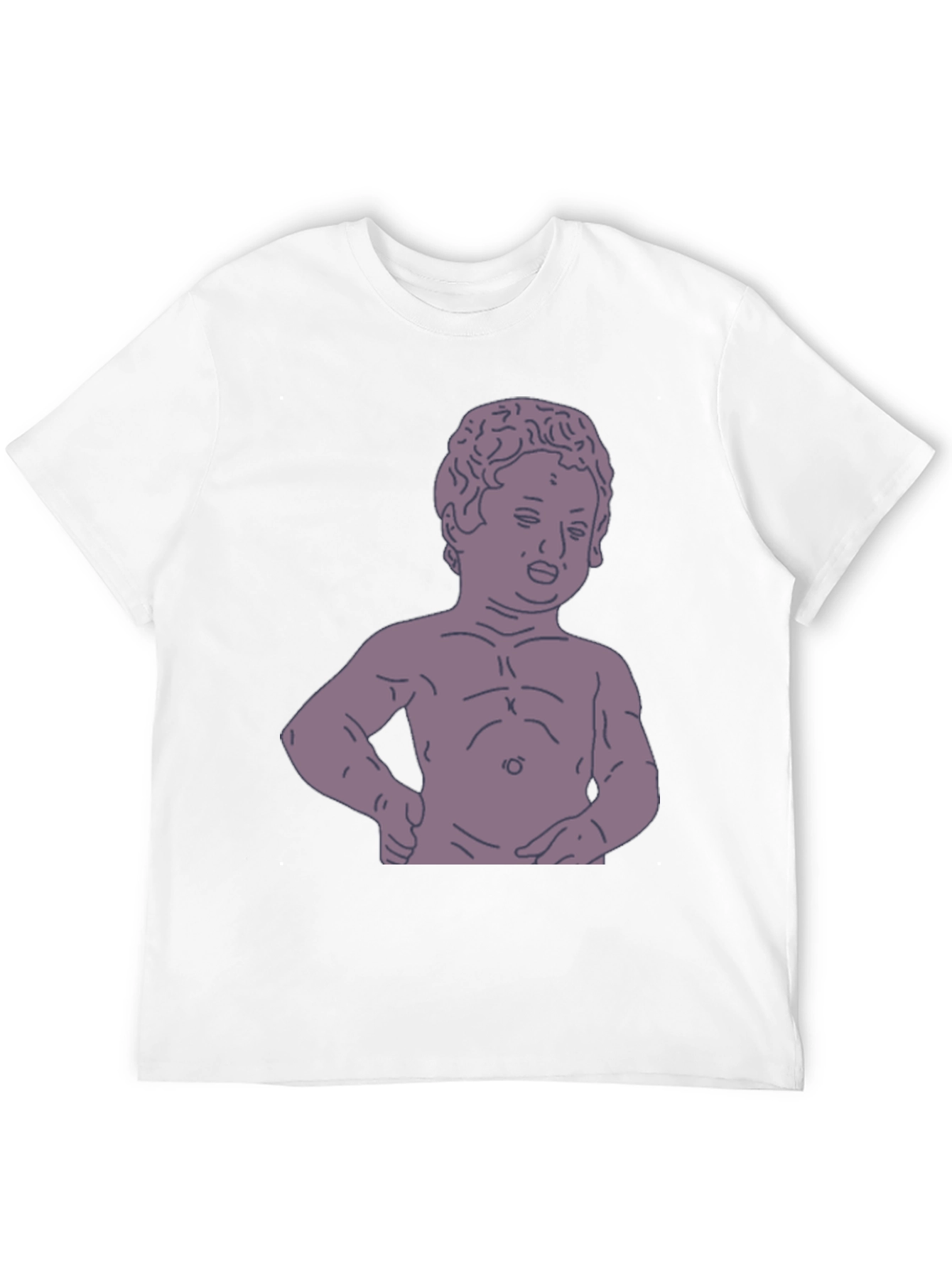 Humorous Baby Statue Graphic Tee - Black
