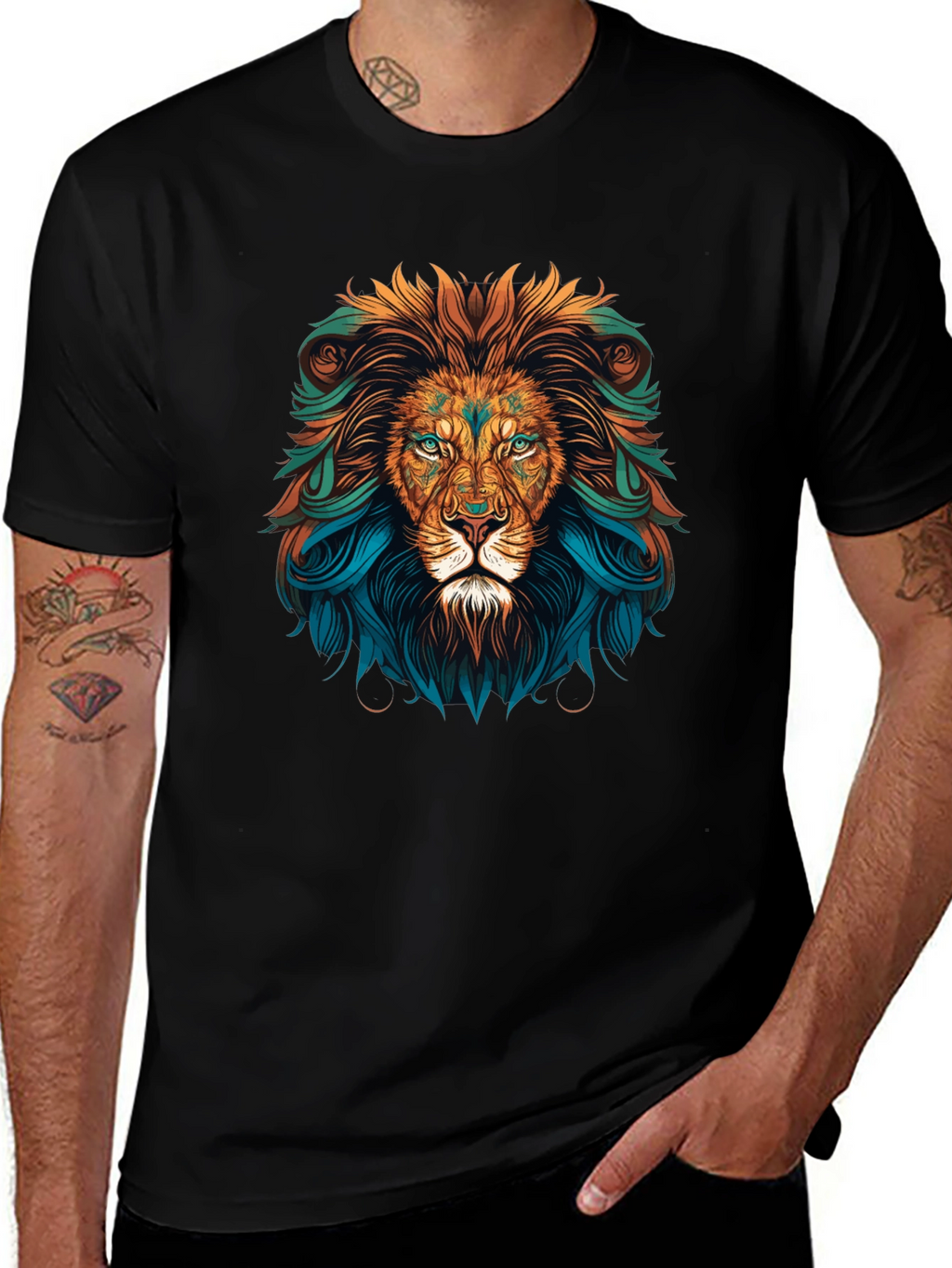 Lion Head Graphic Tee - Bold Artistic Design