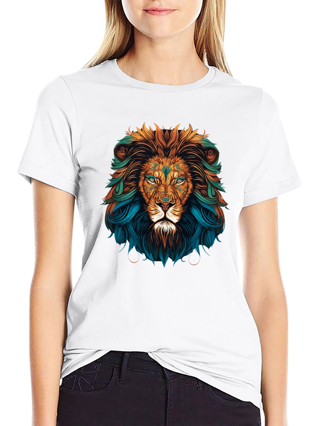 Lion Head Graphic Tee - Bold Artistic Design