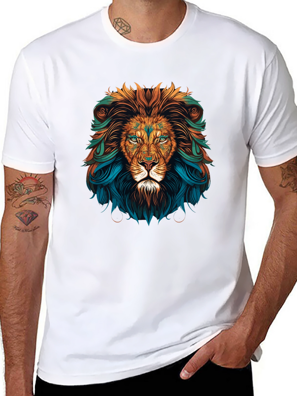 Lion Head Graphic Tee - Bold Artistic Design