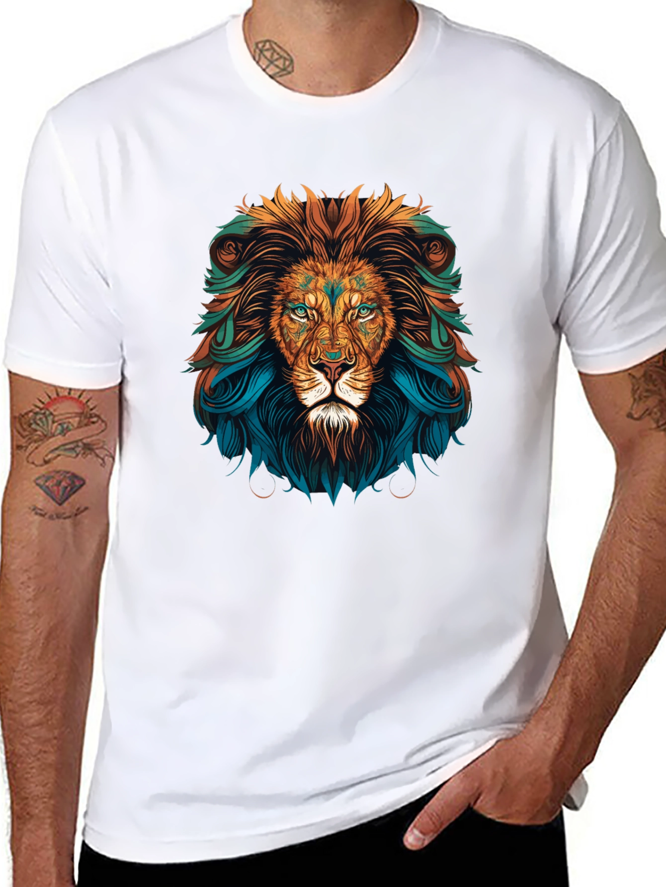 Lion Head Graphic Tee - Bold Artistic Design