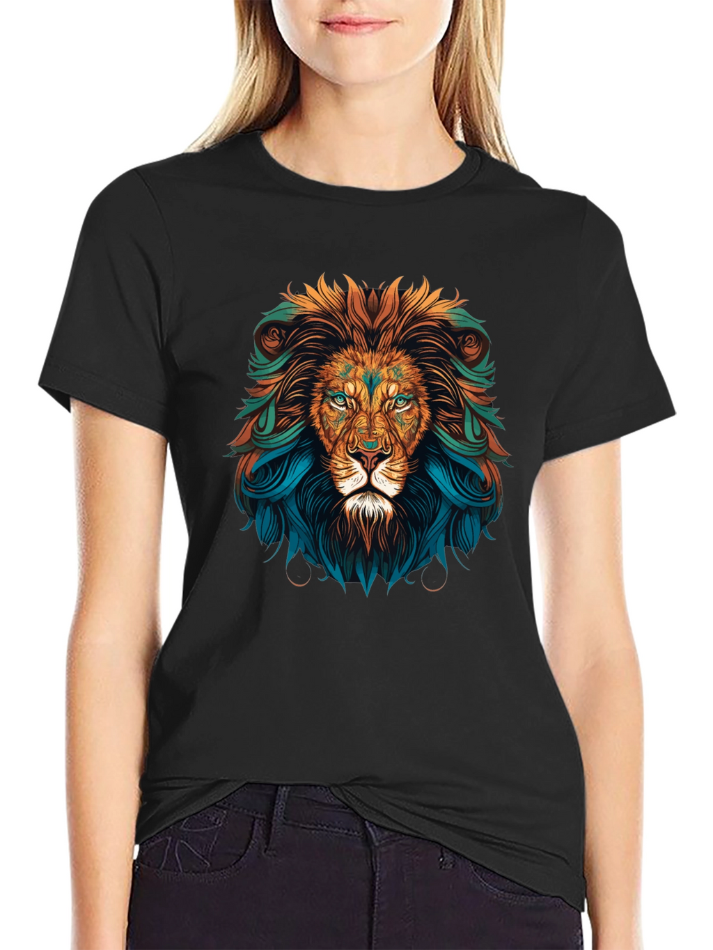 Lion Head Graphic Tee - Bold Artistic Design