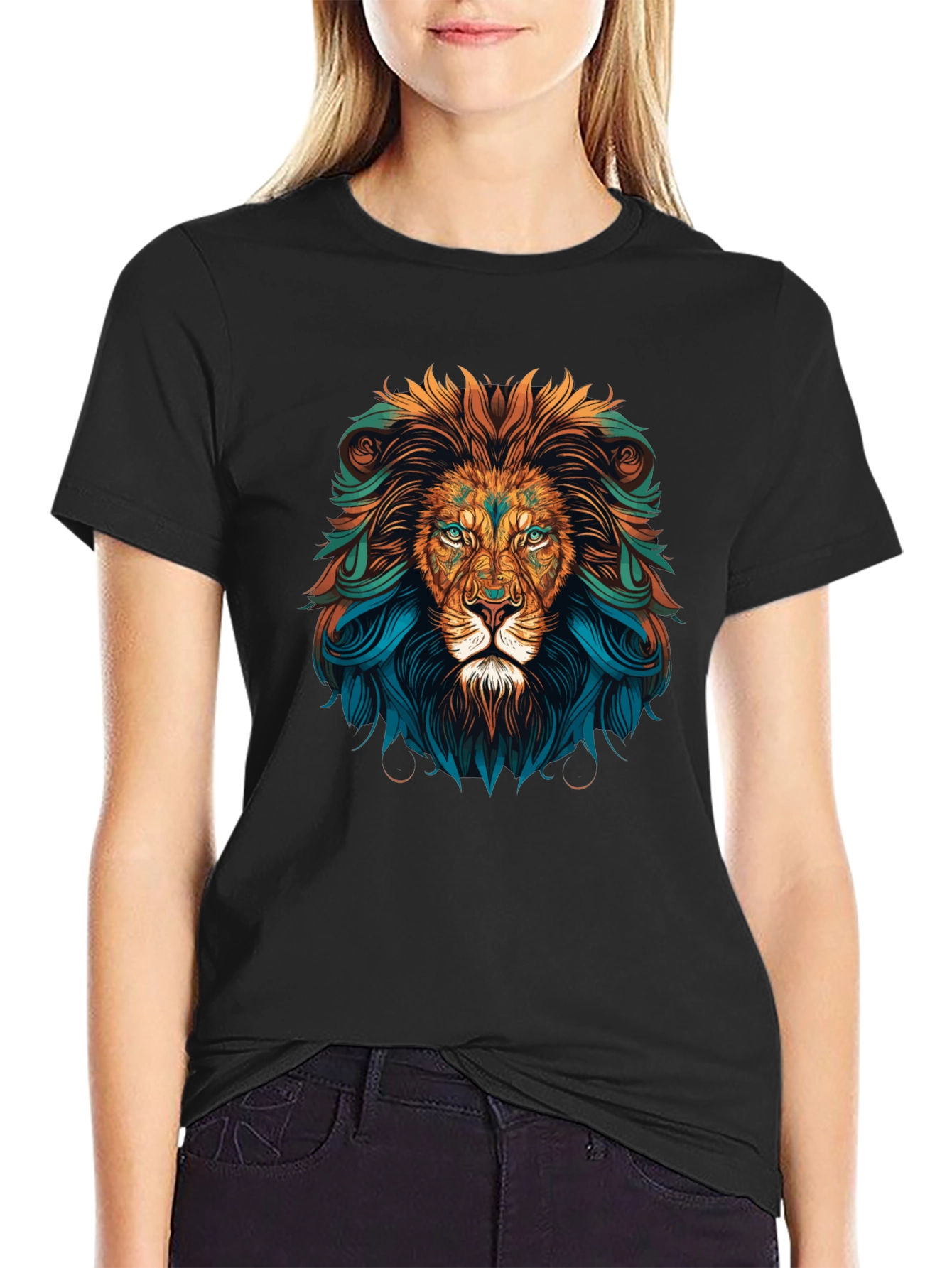 Lion Head Graphic Tee - Bold Artistic Design