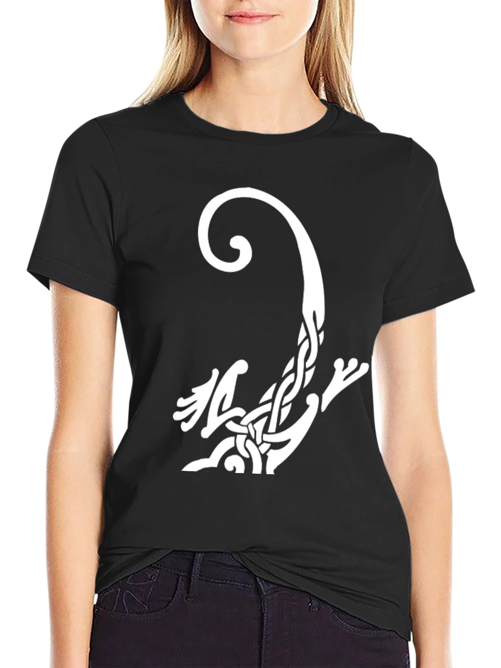 Celtic Knot Lizard Graphic Tee - Black Cotton Shirt