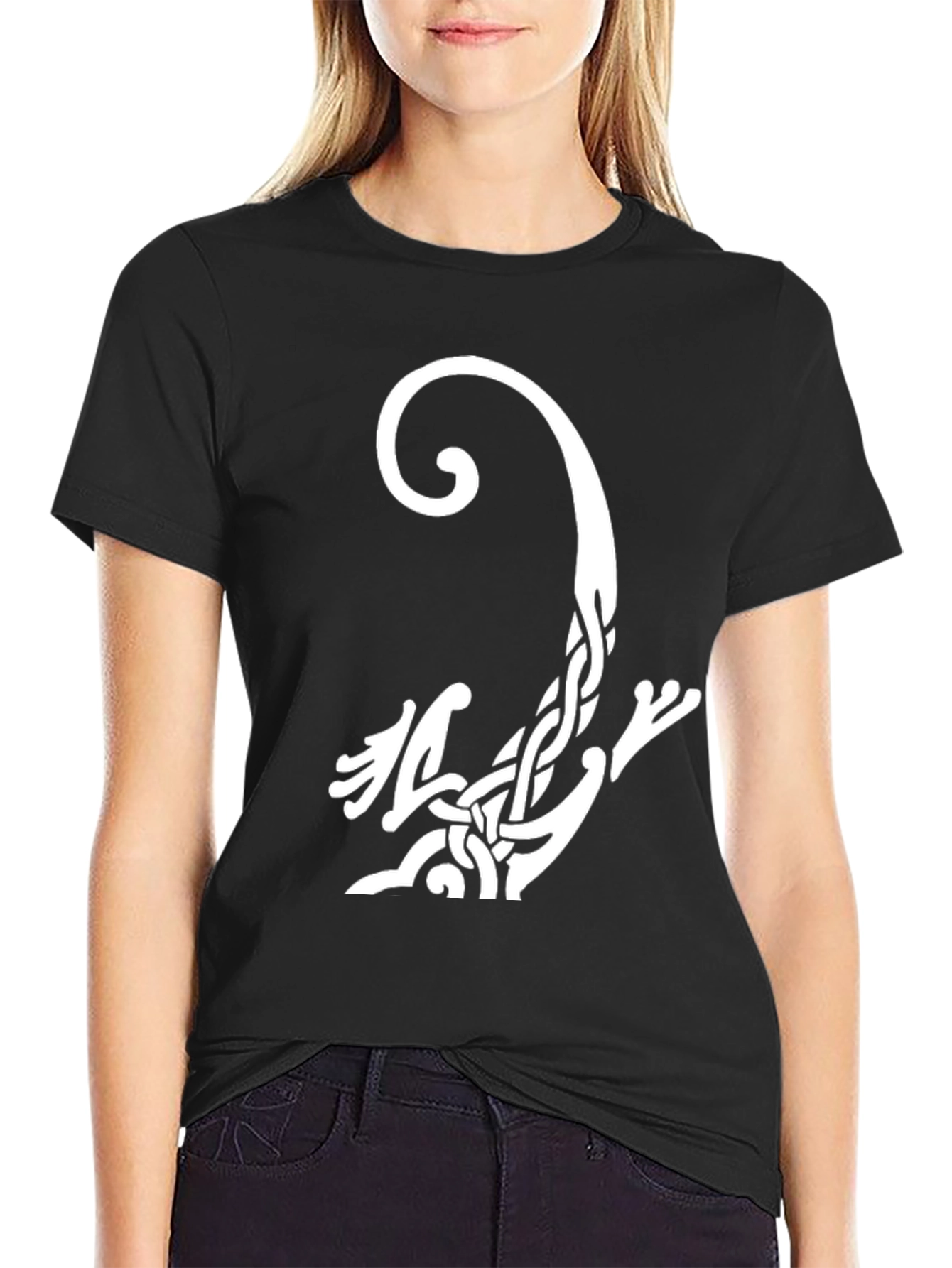 Celtic Knot Lizard Graphic Tee - Black Cotton Shirt