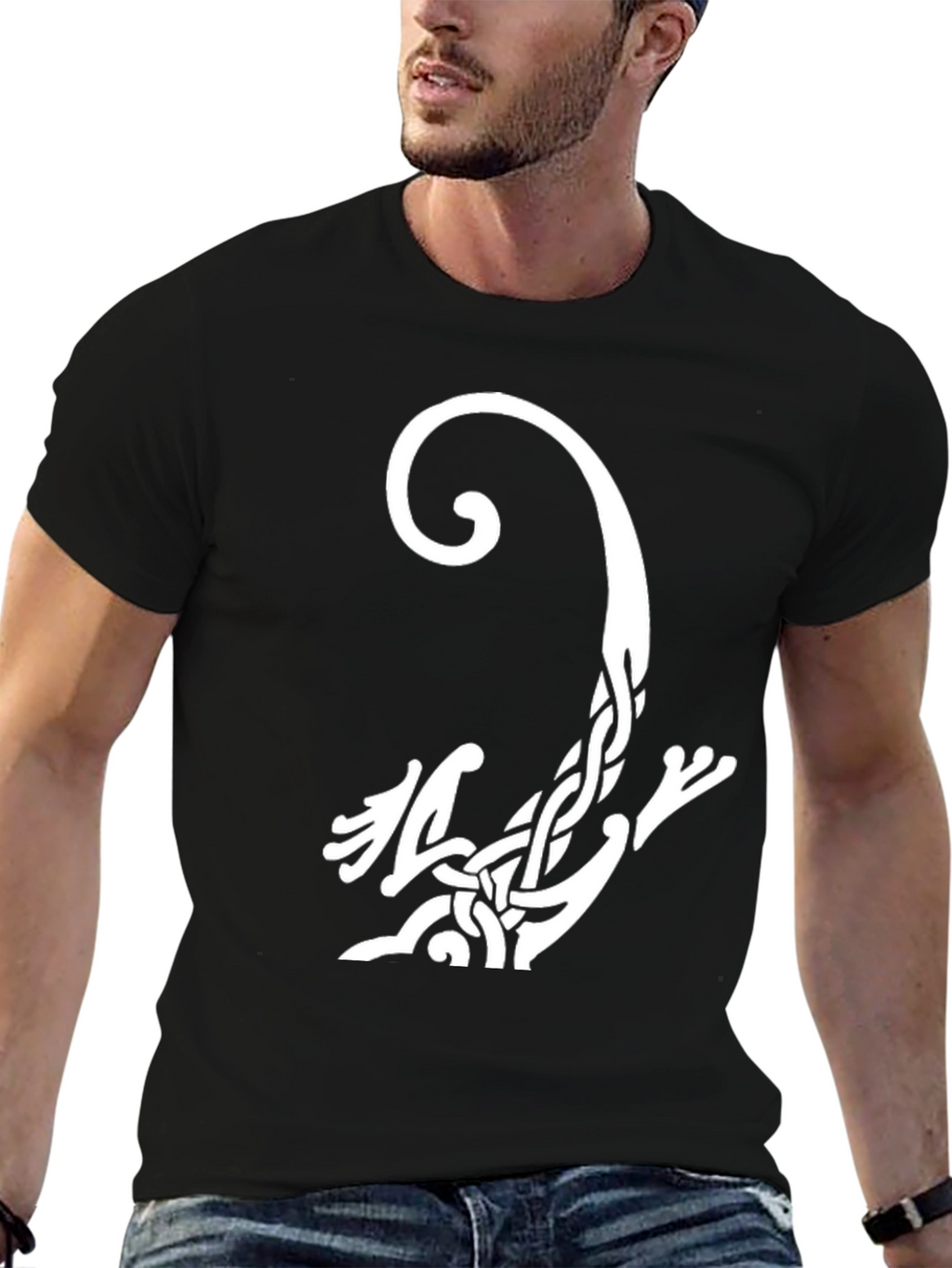 Celtic Knot Lizard Graphic Tee - Black Cotton Shirt