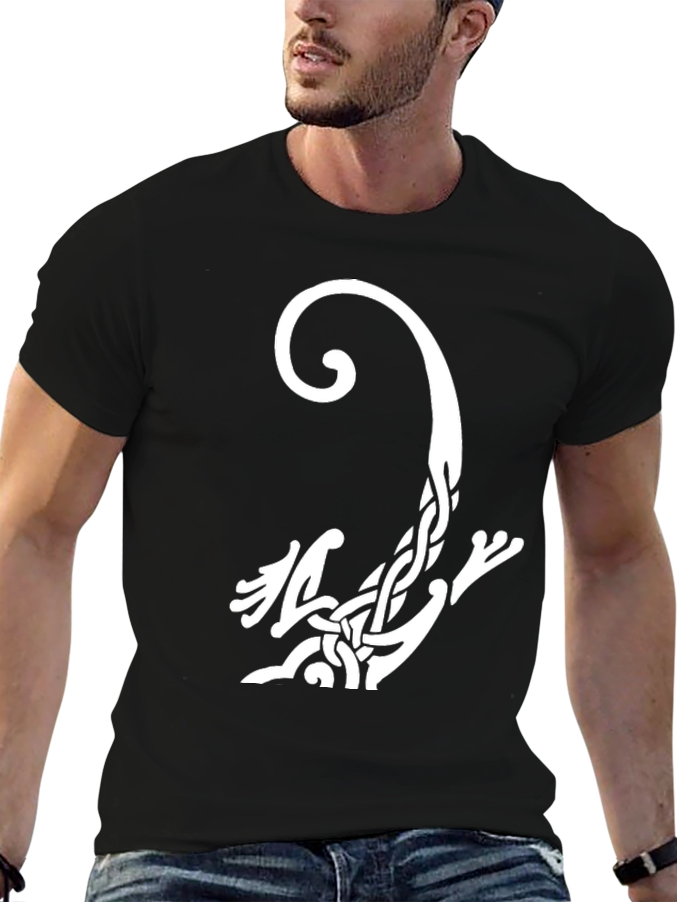 Celtic Knot Lizard Graphic Tee - Black Cotton Shirt