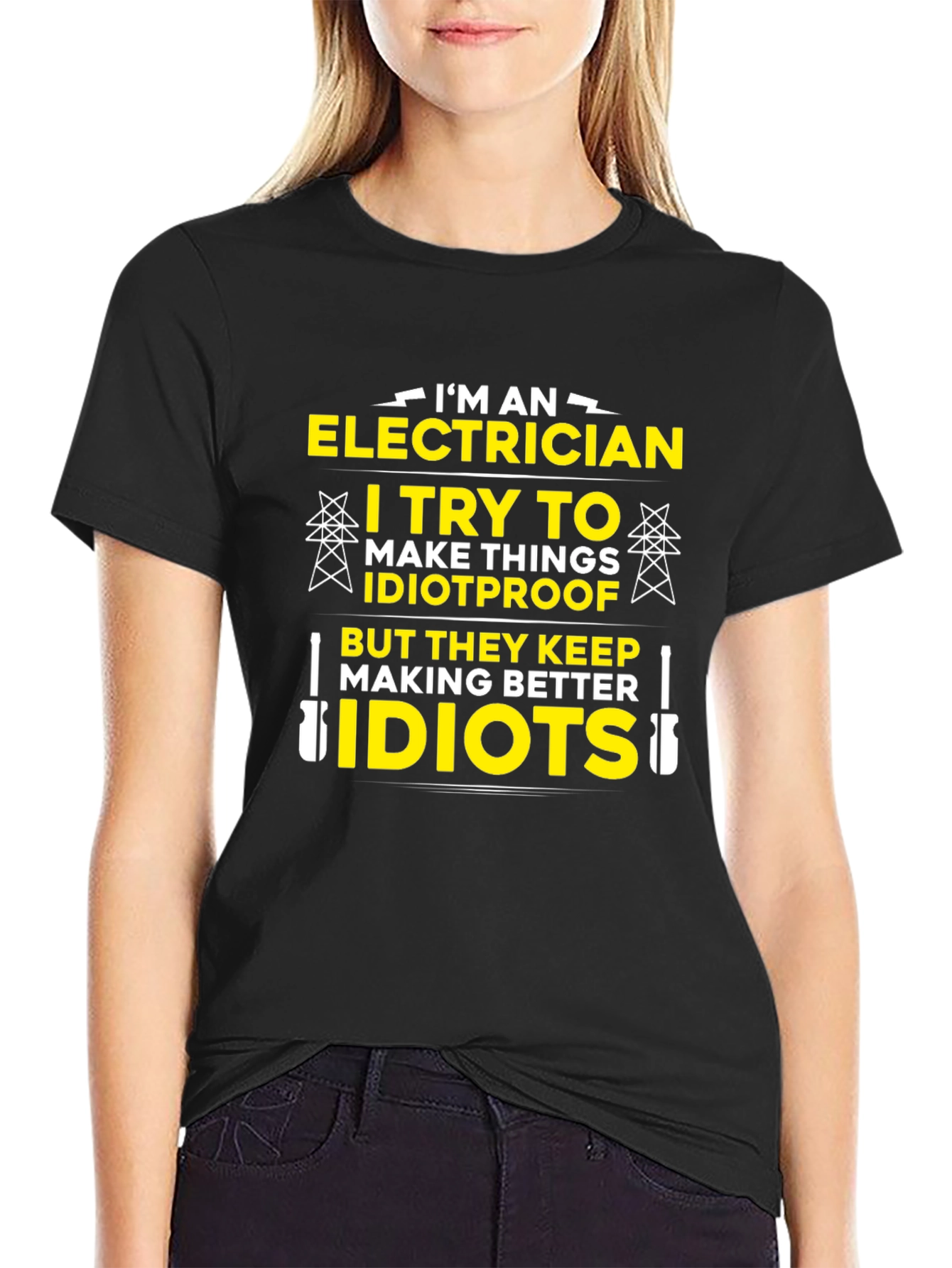 Electrician Humor T-Shirt - Idiotproof Gift