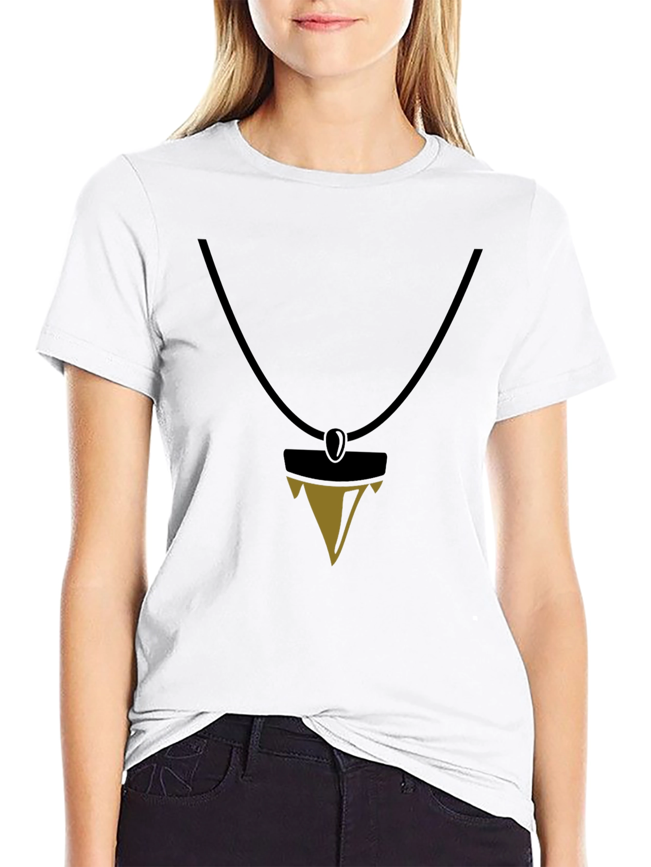 Black T-Shirt with Pendant Design