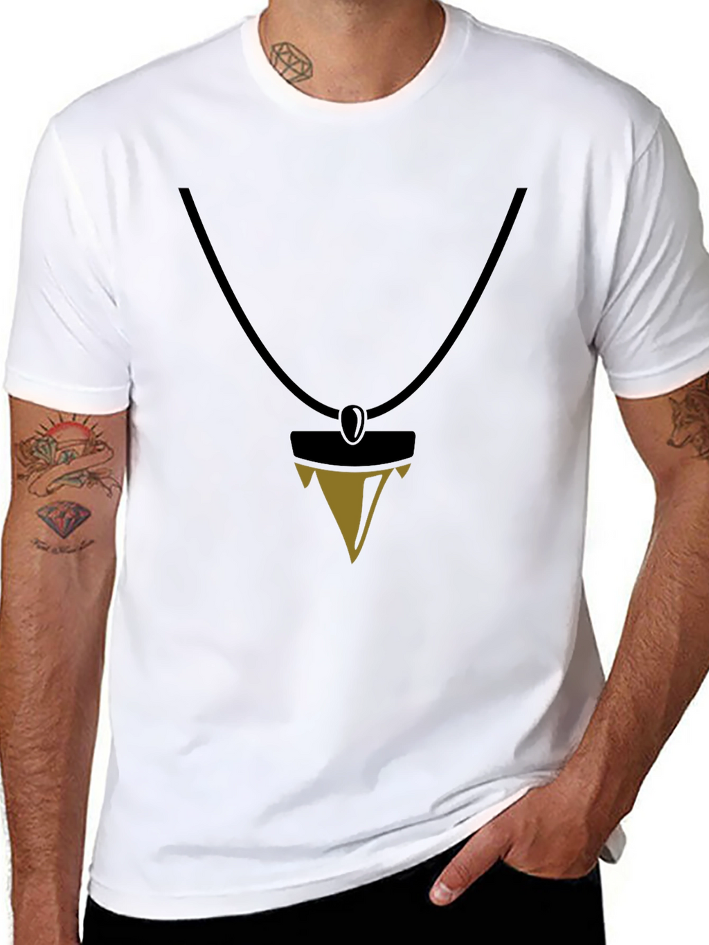Black T-Shirt with Pendant Design