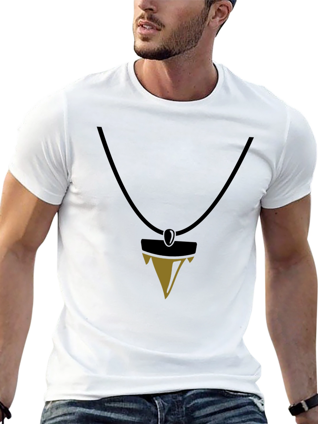 Black T-Shirt with Pendant Design