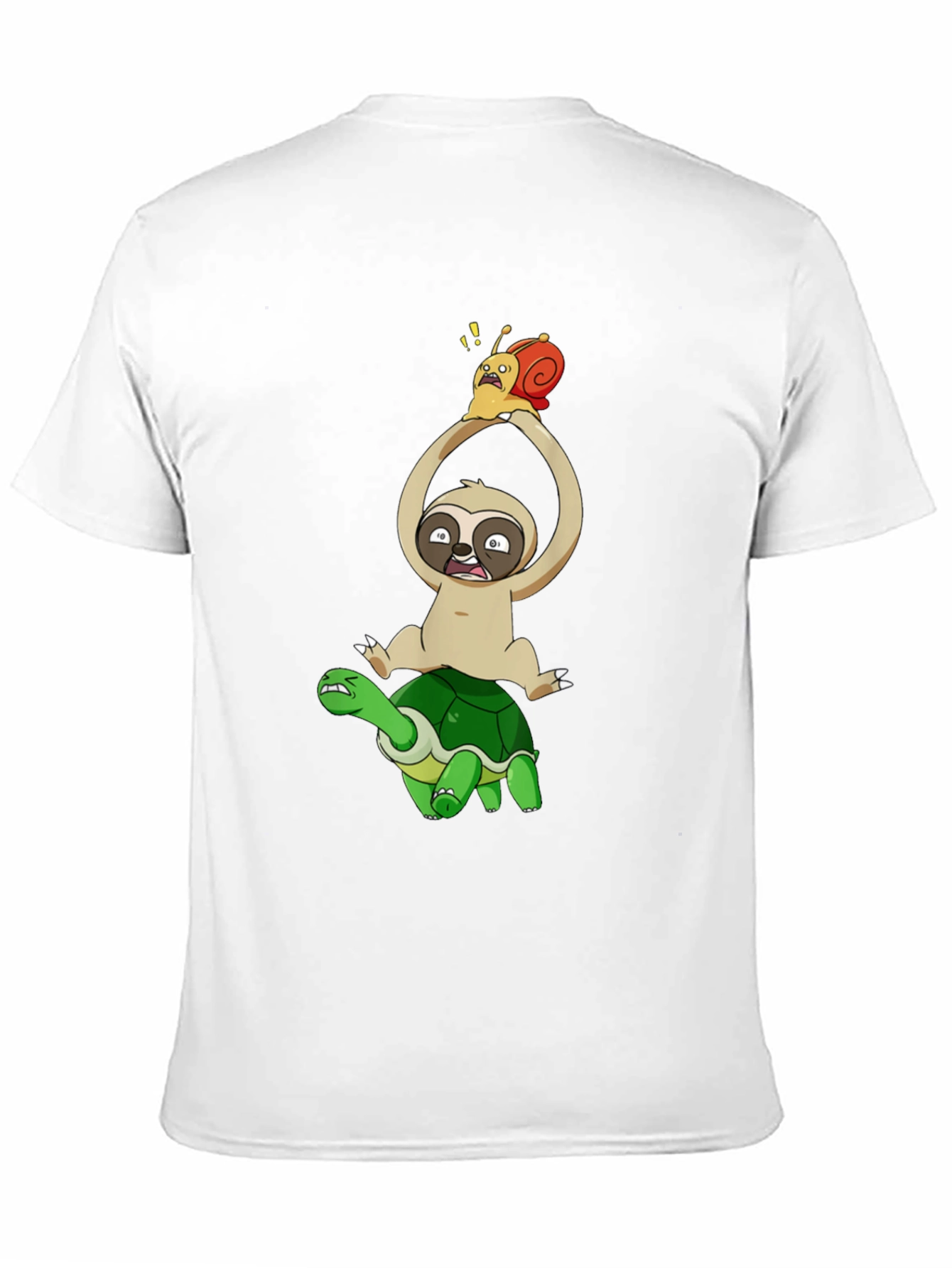 Sloth Snail & Turtle Graphic T-Shirt - Black