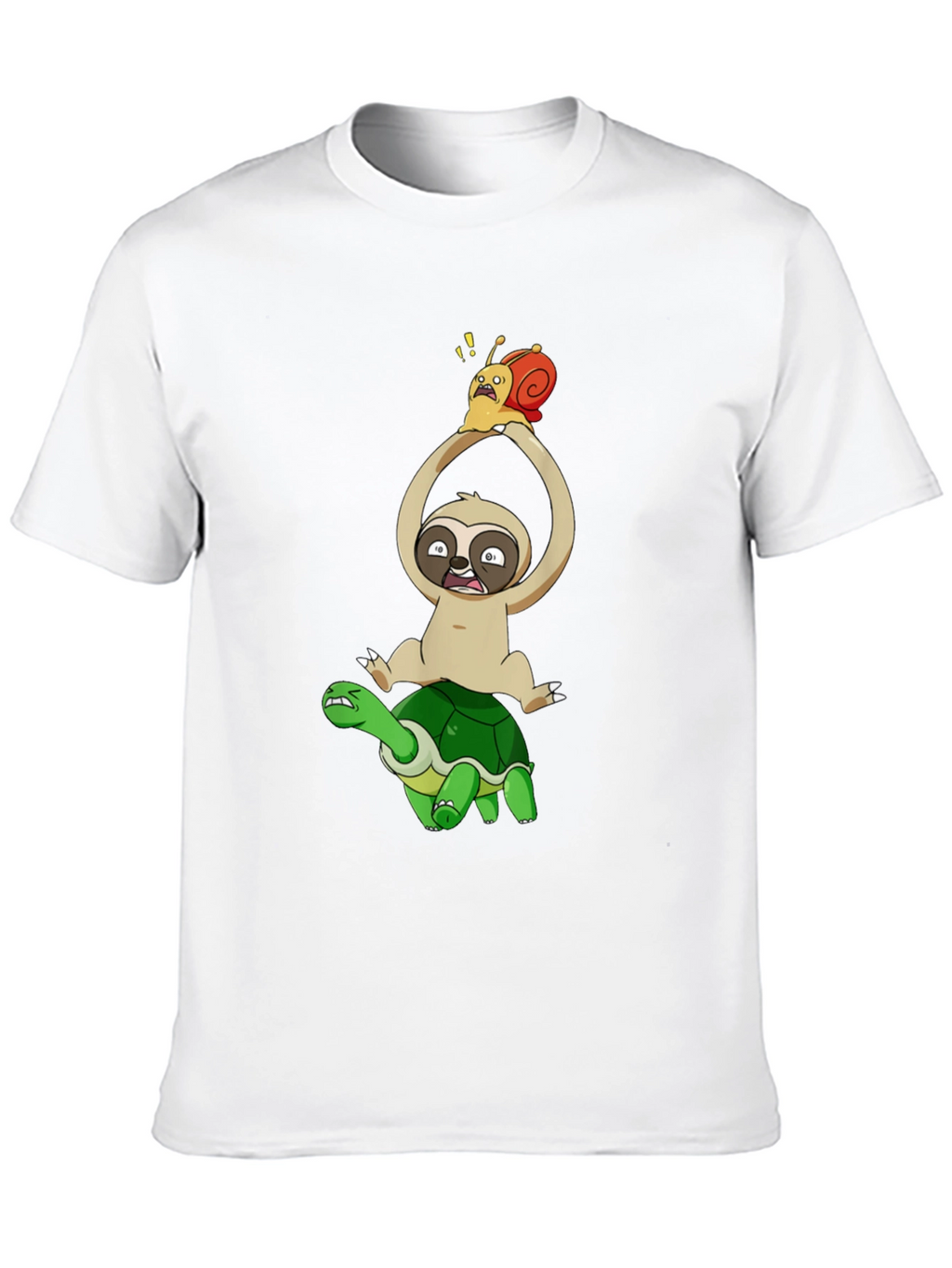 Sloth Snail & Turtle Graphic T-Shirt - Black