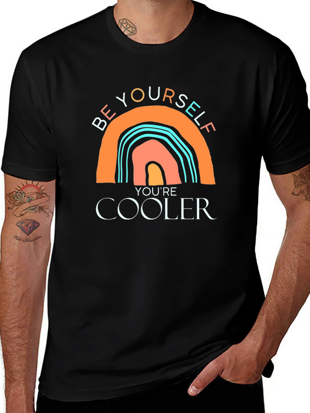 Be Yourself Rainbow Graphic Tee - Cool Casual Style