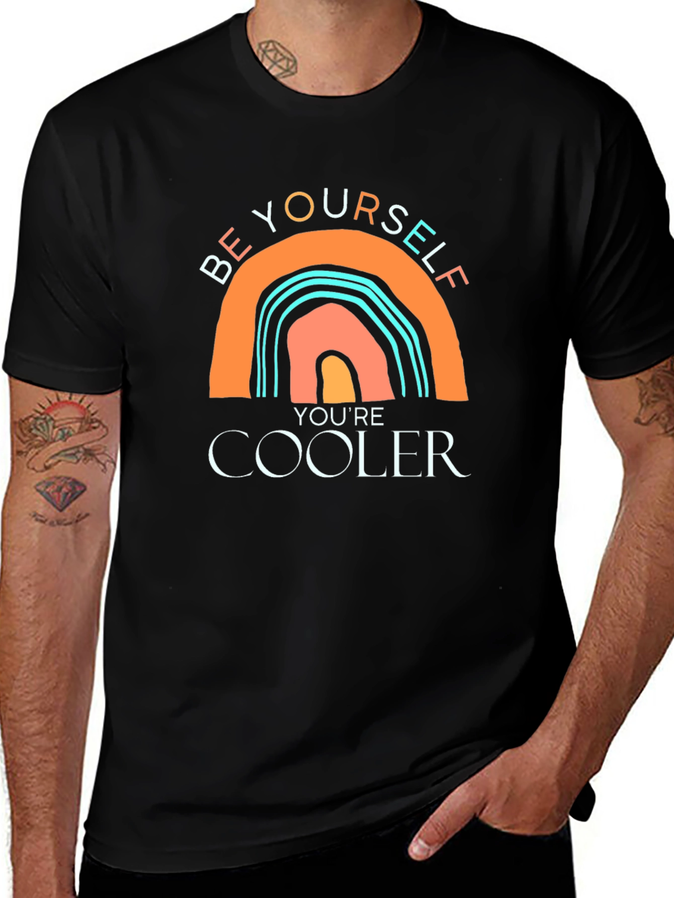 Be Yourself Rainbow Graphic Tee - Cool Casual Style