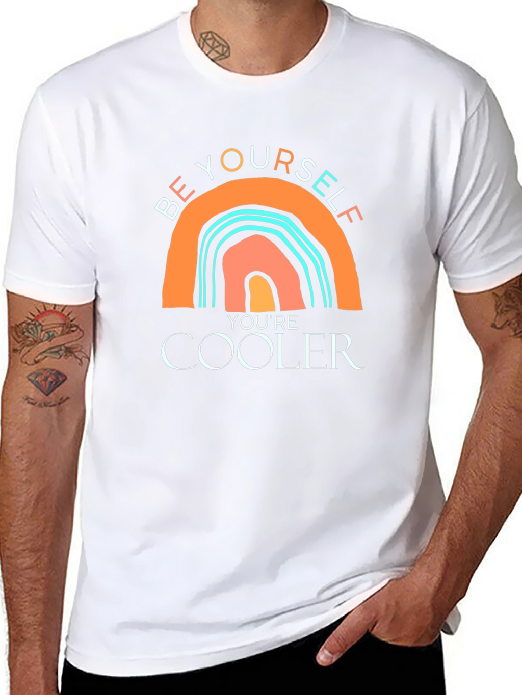 Be Yourself Rainbow Graphic Tee - Cool Casual Style