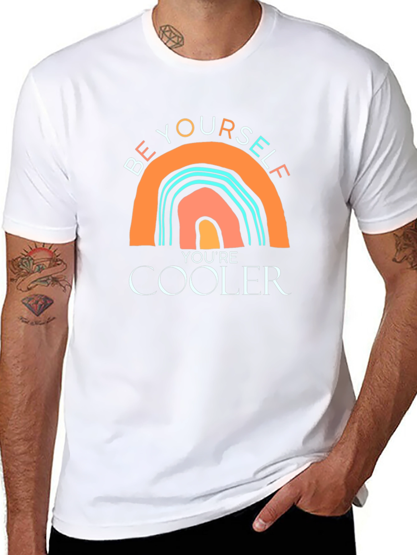 Be Yourself Rainbow Graphic Tee - Cool Casual Style