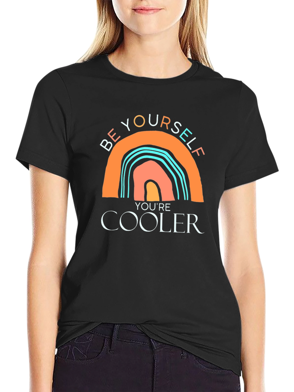 Be Yourself Rainbow Graphic Tee - Cool Casual Style