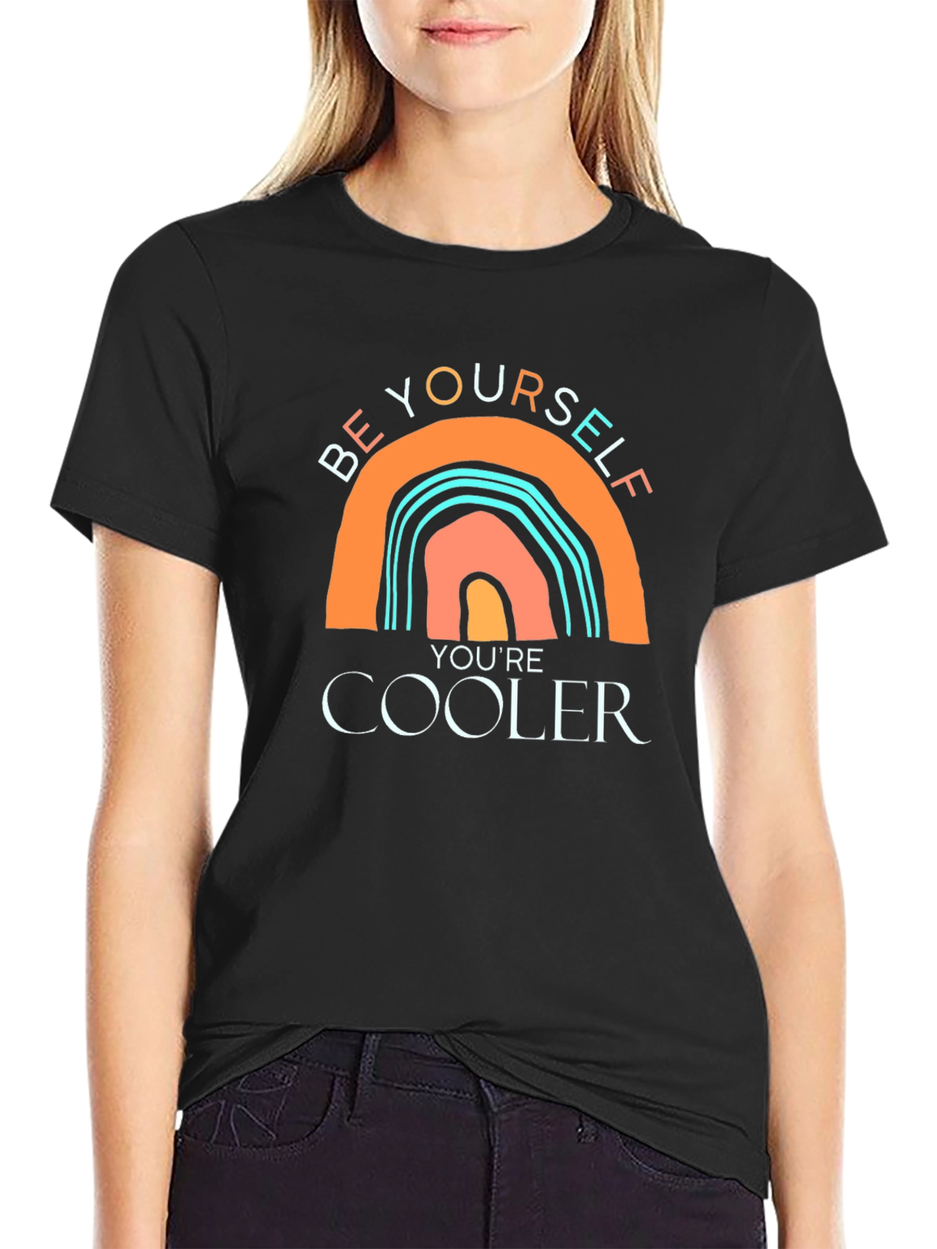 Be Yourself Rainbow Graphic Tee - Cool Casual Style