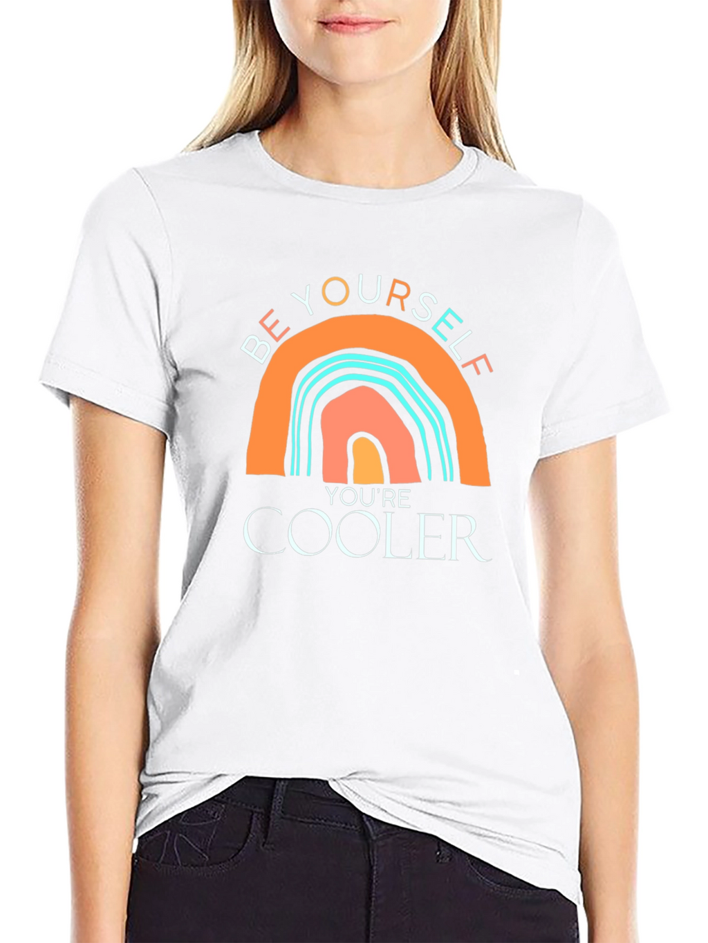Be Yourself Rainbow Graphic Tee - Cool Casual Style